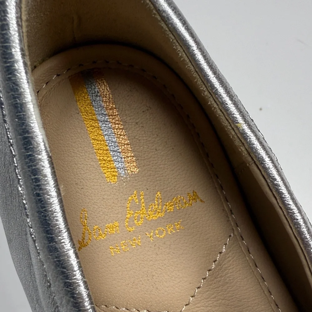 Sam Edelman Kai Espadrille Leather Slip-on Shoe in Silver NWOT S-523 Sz 6.5